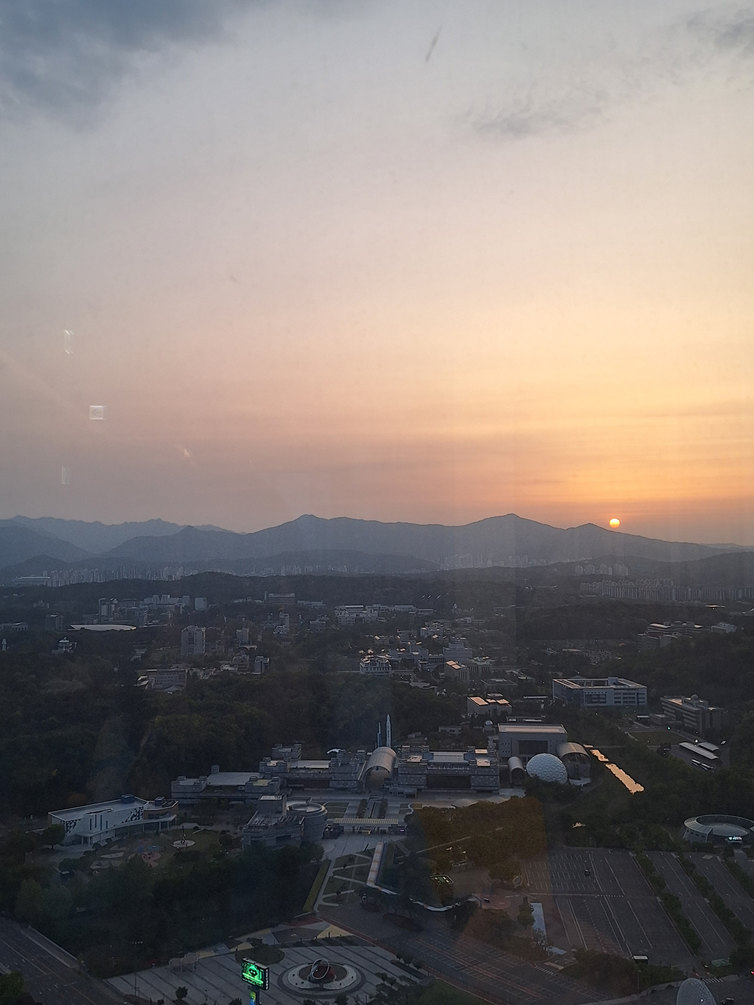 Daejeon panorama taken from a tall building with the National Science Museum in the foreground