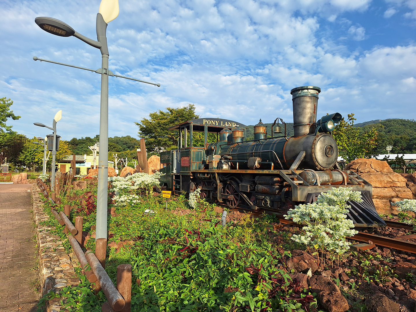 A life-size model train decoration