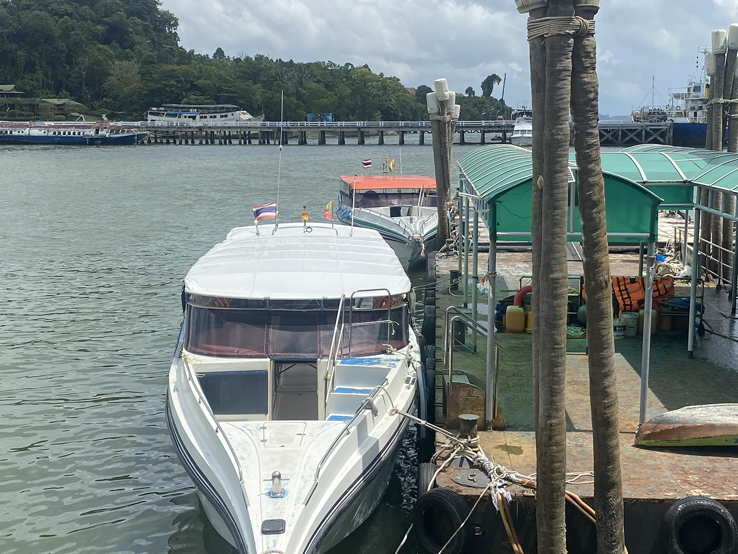 Boat docked at the pier waiting to depart to Kawthoung