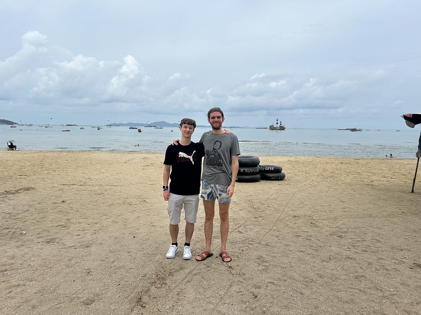 Sam and Camden at the beach in Pattaya